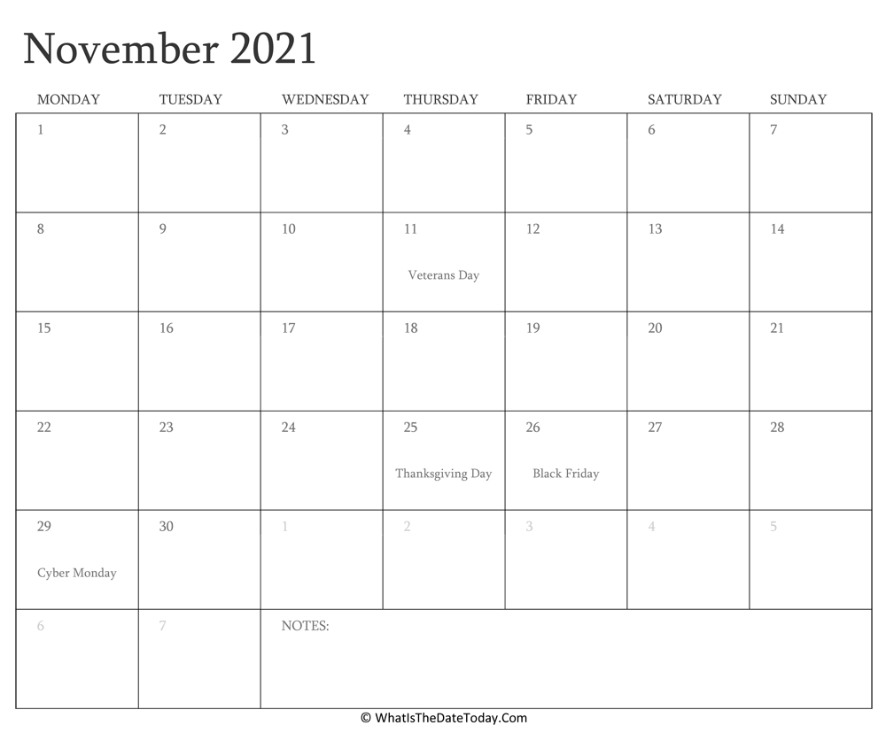 November Calendar 2018 Usa Editable Pictures Download
