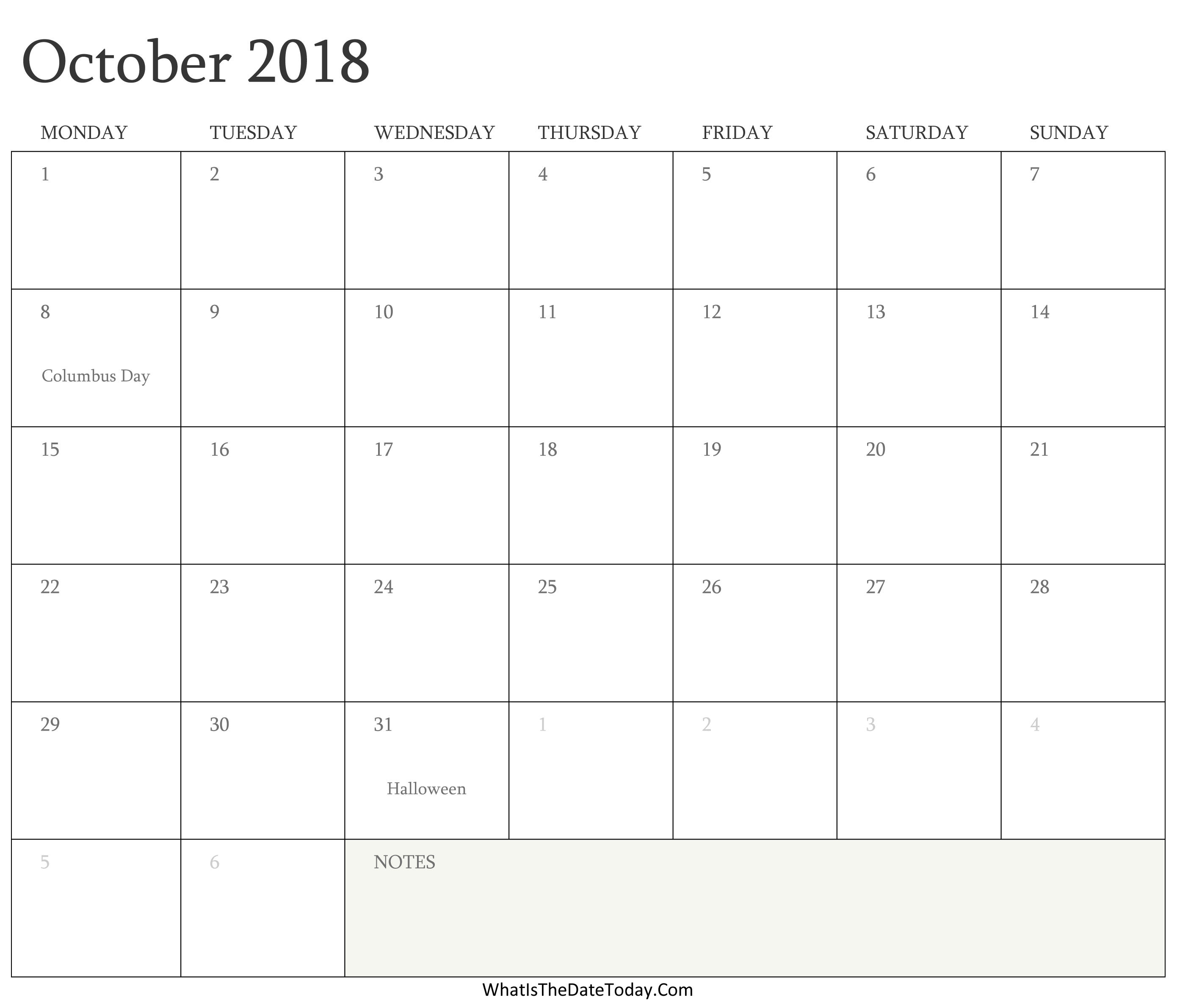 editable-calendar-october-2018-with-holidays-whatisthedatetoday-com