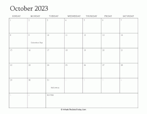 editable calendar october 2023 with holidays