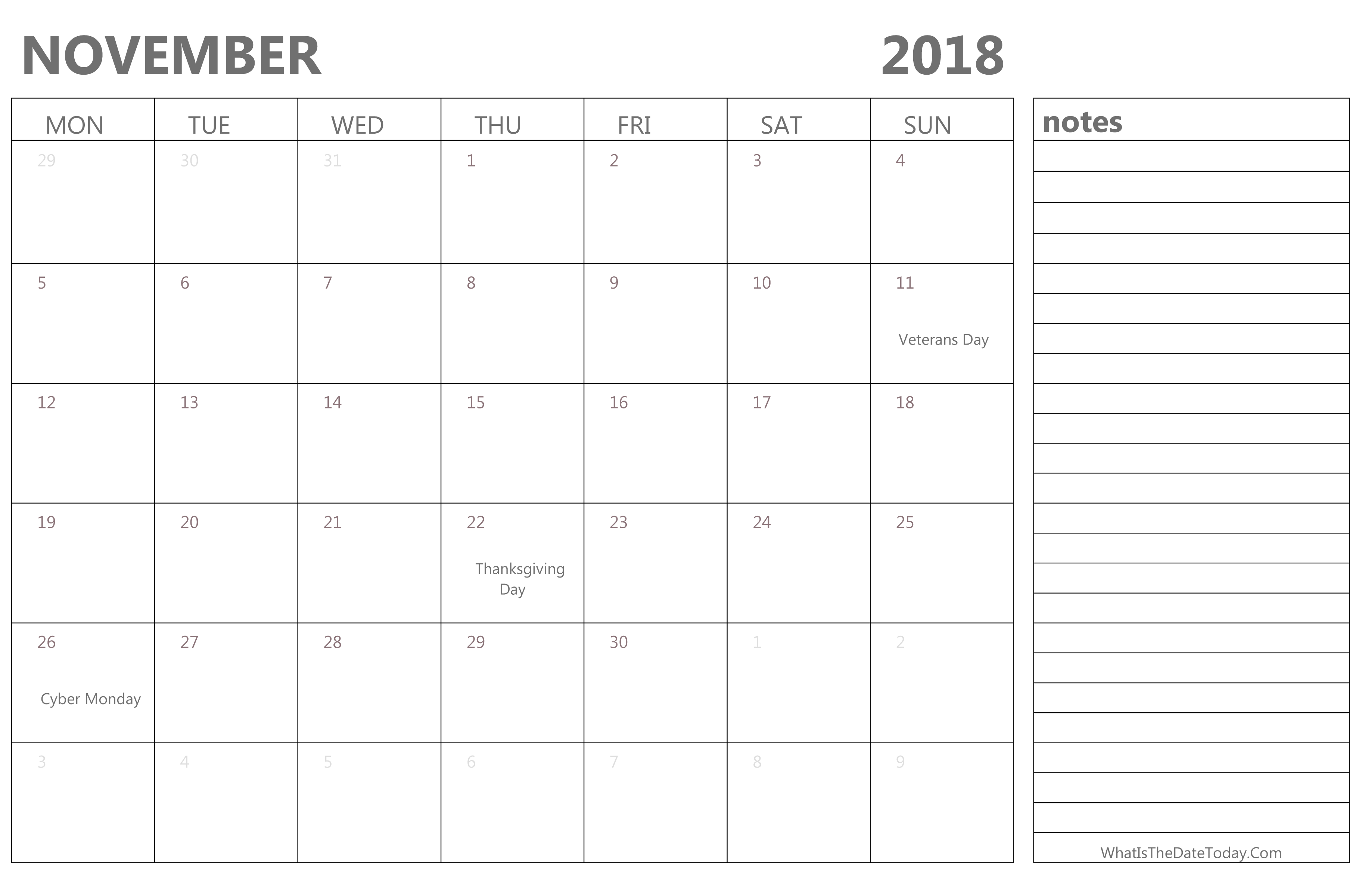 editable-november-2018-calendar-with-holidays-and-notes