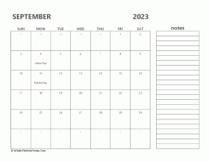 editable 2023 september calendar with notes