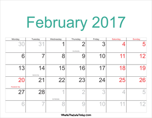 february 2017 calendar printable with holidays