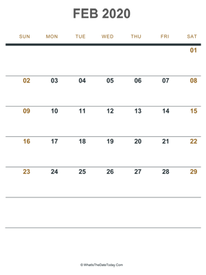 february 2020 printable calendar