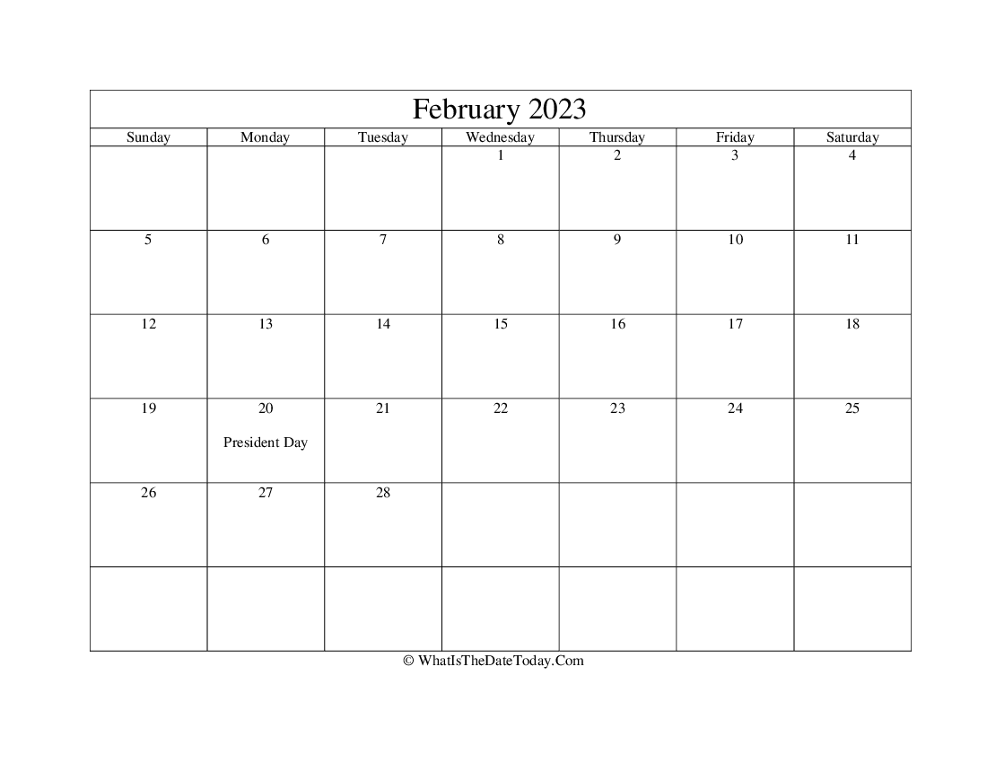 february 2023 Editable Calendar