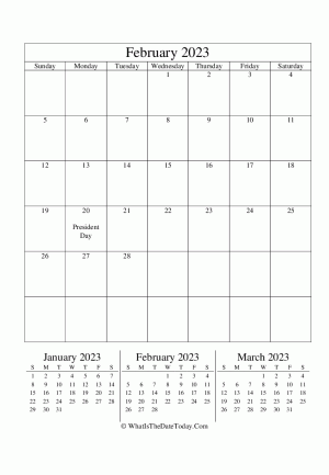 february 2023 editable calendar (vertical layout)