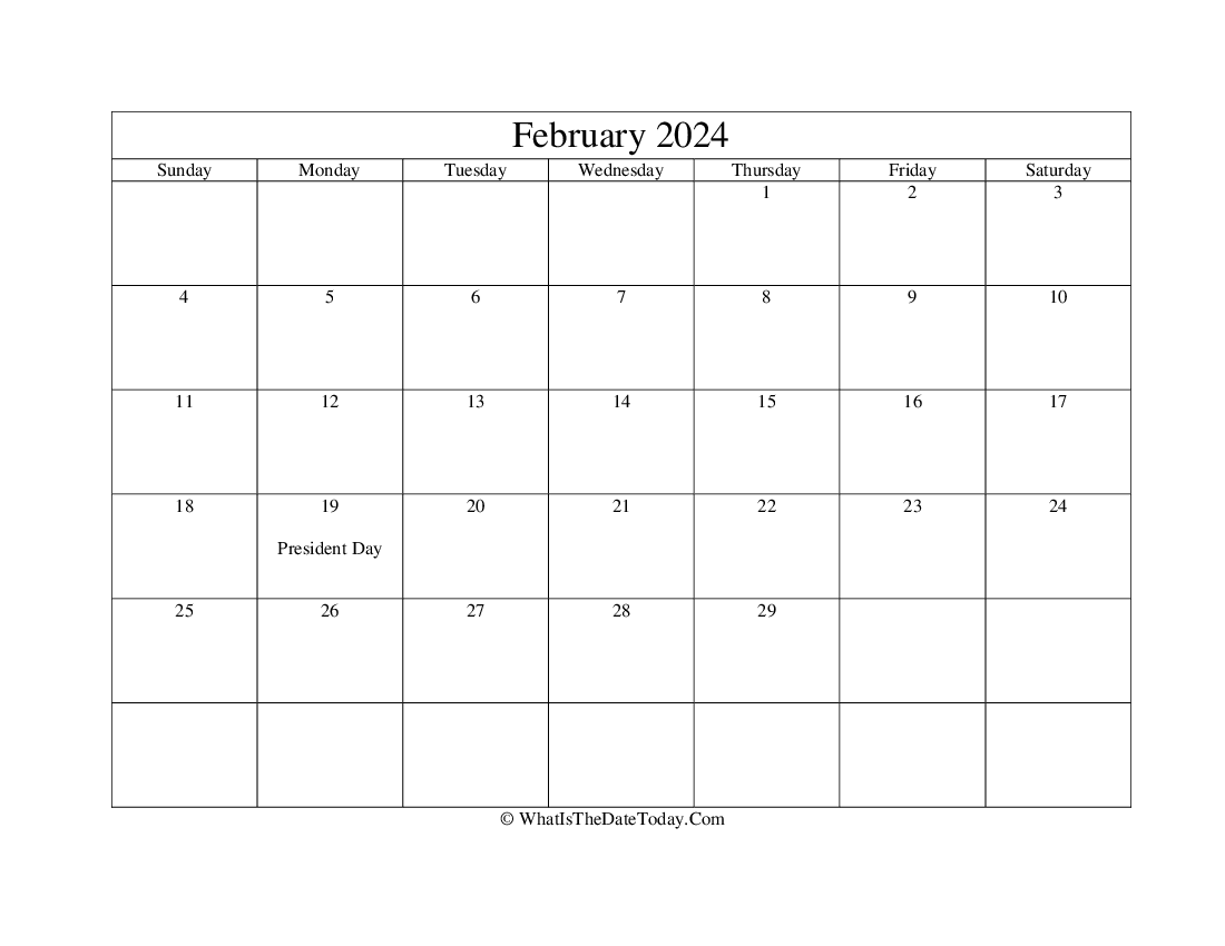 february 2024 Editable Calendar