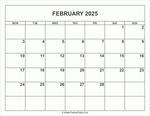 february 2025 calendar