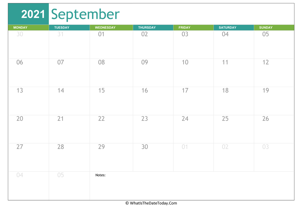 fillable september calendar 2021 with notes