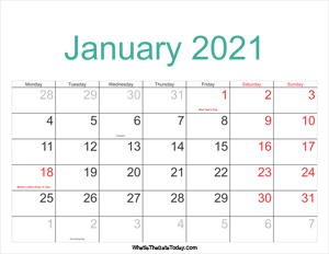 january 2021 calendar printable with holidays