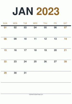 january 2023 printable calendar