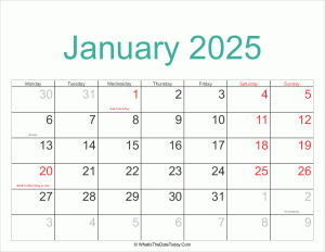 january 2025 calendar printable with holidays