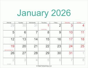 january 2026 calendar printable with holidays