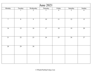 june 2021 editable calendar