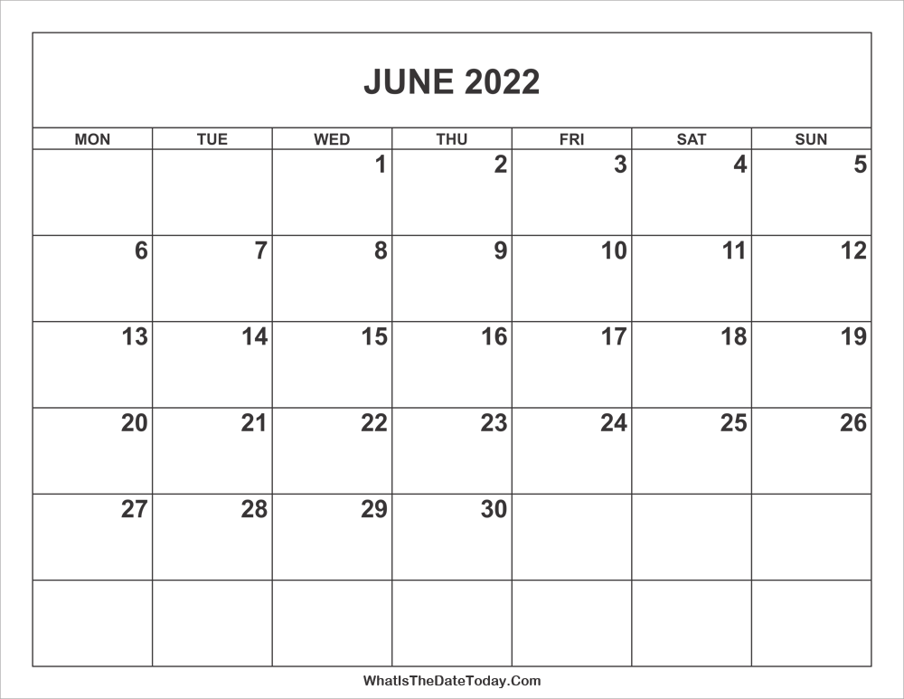 June 2022 Calendar