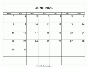 june 2026 calendar
