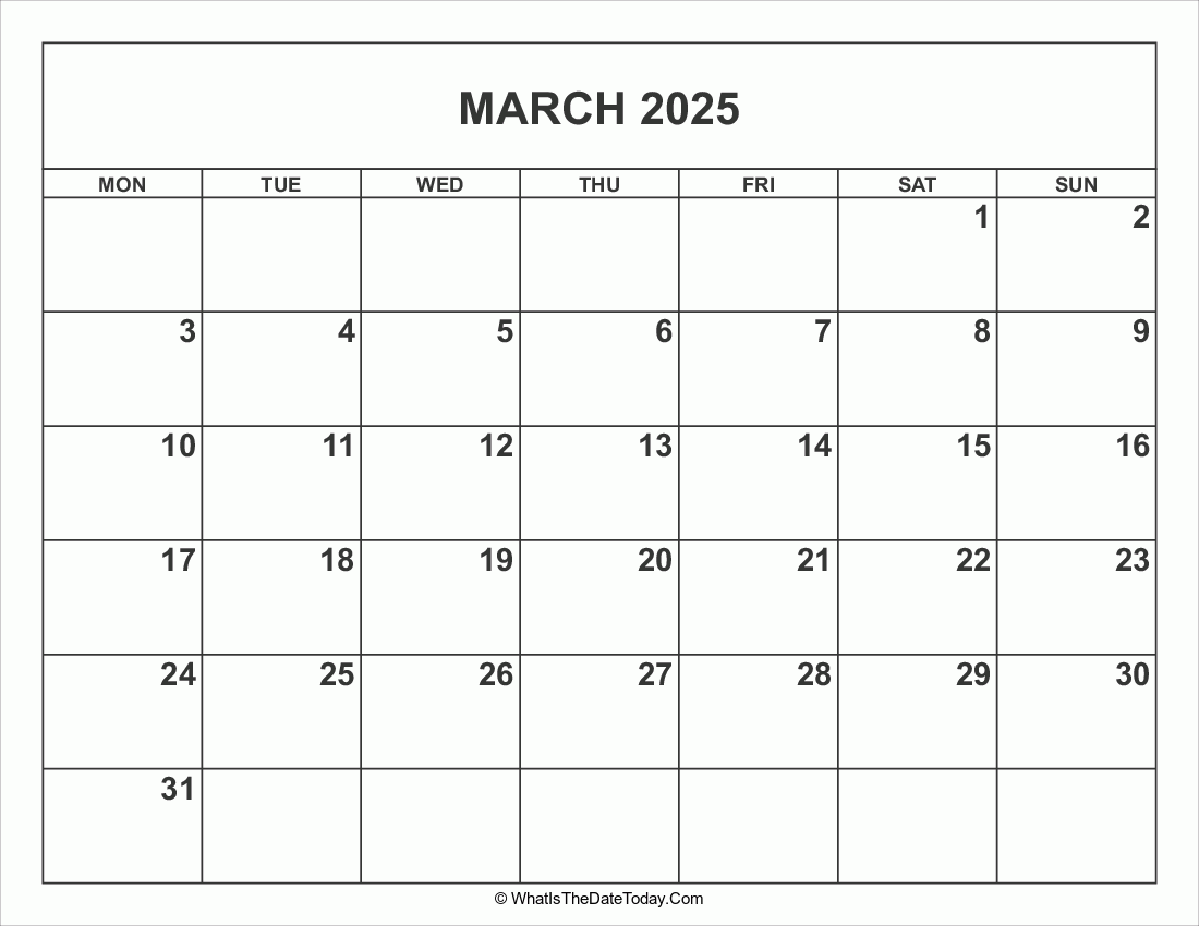 March 2025 Calendar