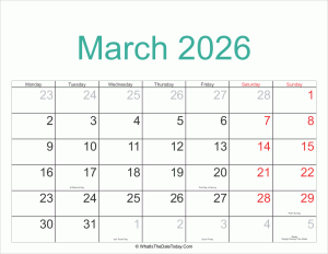 march 2026 calendar printable with holidays
