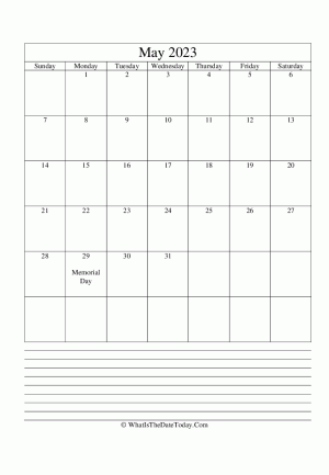 may 2023 calendar editable with notes