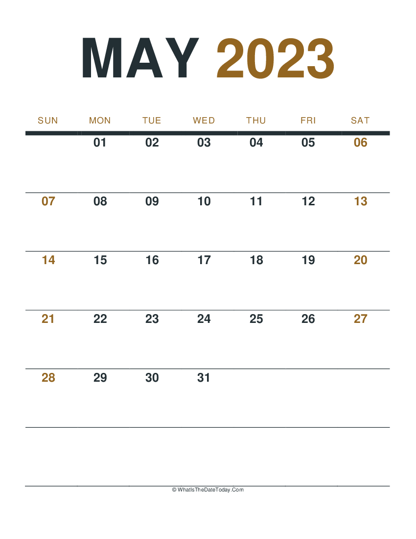 may 2023 printable calendar (portrait layout)