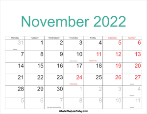 november 2022 calendar printable with holidays