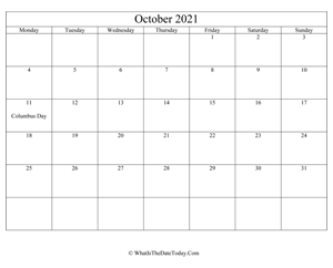 october 2021 editable calendar