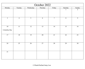 october 2022 editable calendar