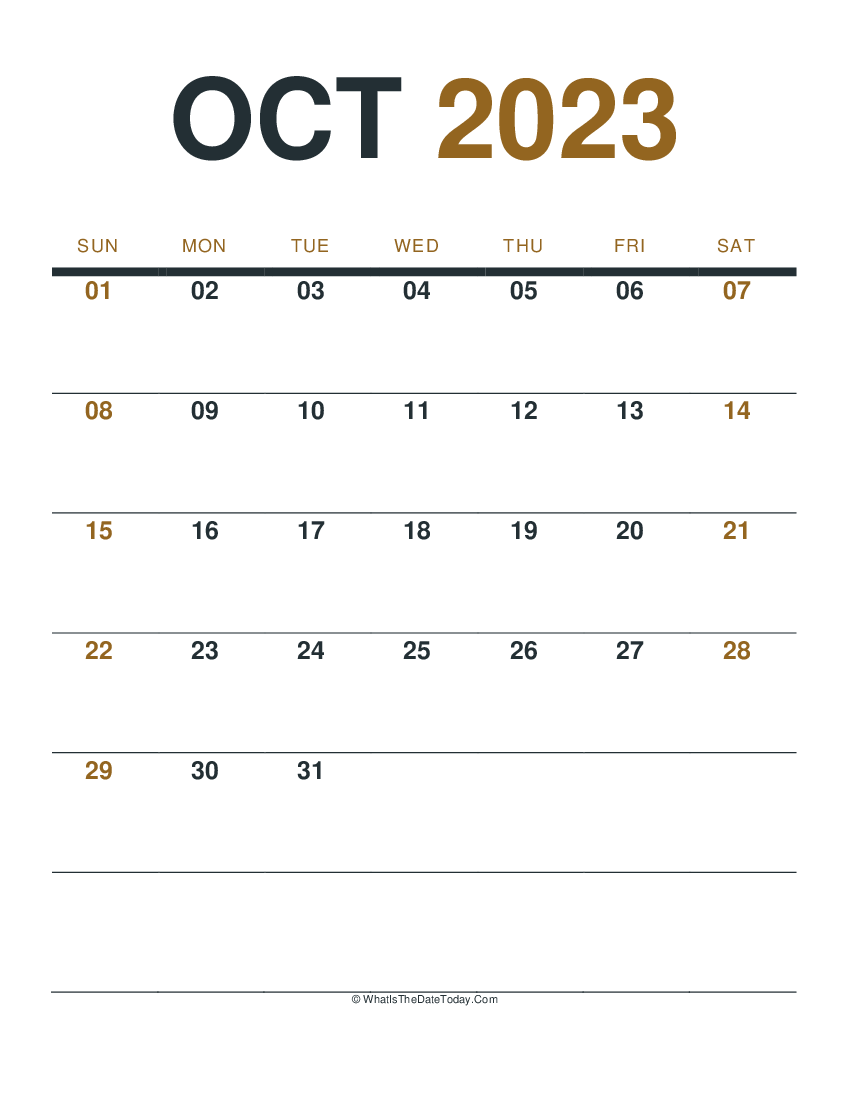 october 2023 printable calendar (portrait layout)