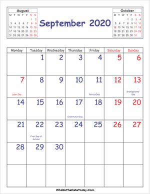 printable 2020 calendar september