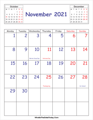 printable 2021 calendar november