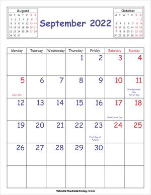 printable 2022 calendar september (vertical)