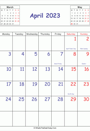 printable 2023 calendar april (vertical)