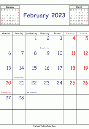 printable 2023 calendar february (vertical)