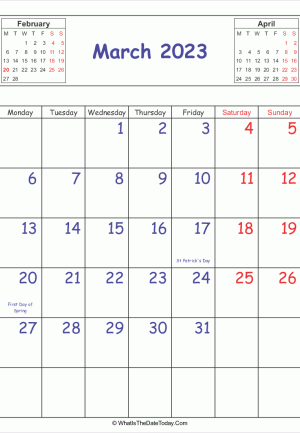 printable 2023 calendar march