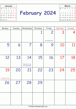 printable 2024 calendar february