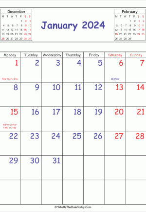 printable 2024 calendar january