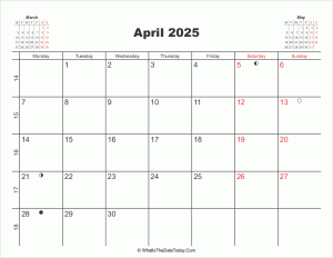 printable calendar april 2025