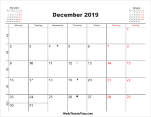 printable calendar december 2019