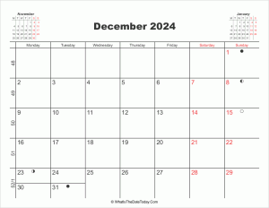 printable calendar december 2024