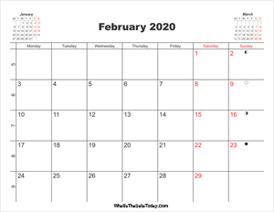 printable calendar february 2020