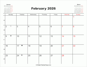 printable calendar february 2026