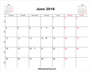printable calendar june 2018