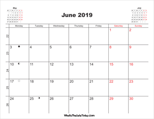printable calendar june 2019