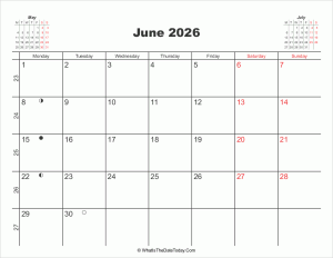 printable calendar june 2026