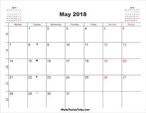 printable calendar may 2018