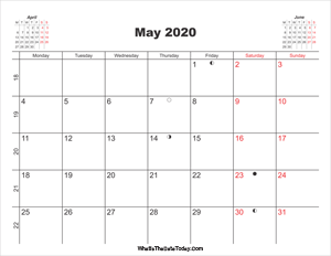 printable calendar may 2020