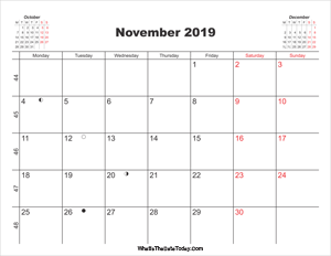 printable calendar november 2019