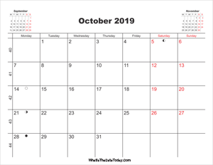 printable calendar october 2019