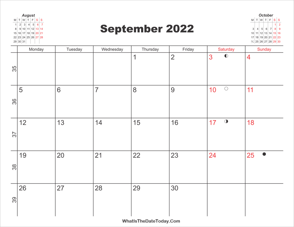 printable calendar september 2022
