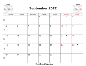 September 2022 Printable Calendar Printable Calendar September 2022 | Whatisthedatetoday.com