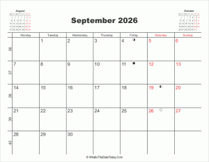 printable calendar september 2026